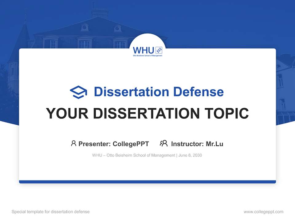 WHU – Otto Beisheim School of Management Graduation Thesis Defense PPT Template4:3 ratio PPT effect preview image7