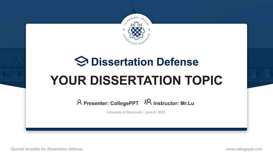 University of Mannheim Graduation Thesis Defense PPT Template16:9 ratio PPT effect preview image