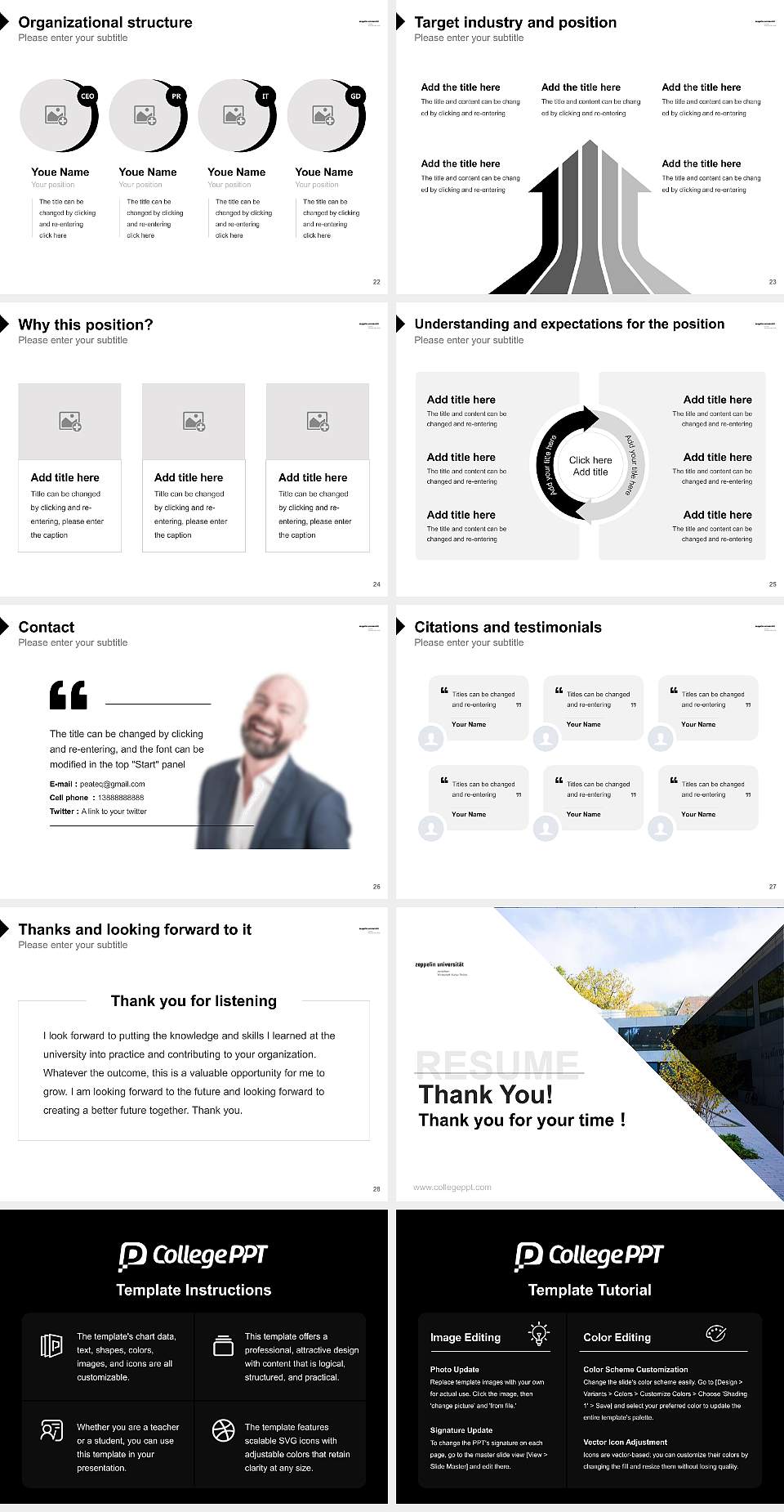 Zeppelin University Resume PPT Template4:3 ratio PPT effect preview image4