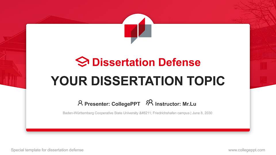 Baden-Württemberg Cooperative State University – Friedrichshafen campus Graduation Thesis Defense PPT Template16:9 ratio PPT effect preview image