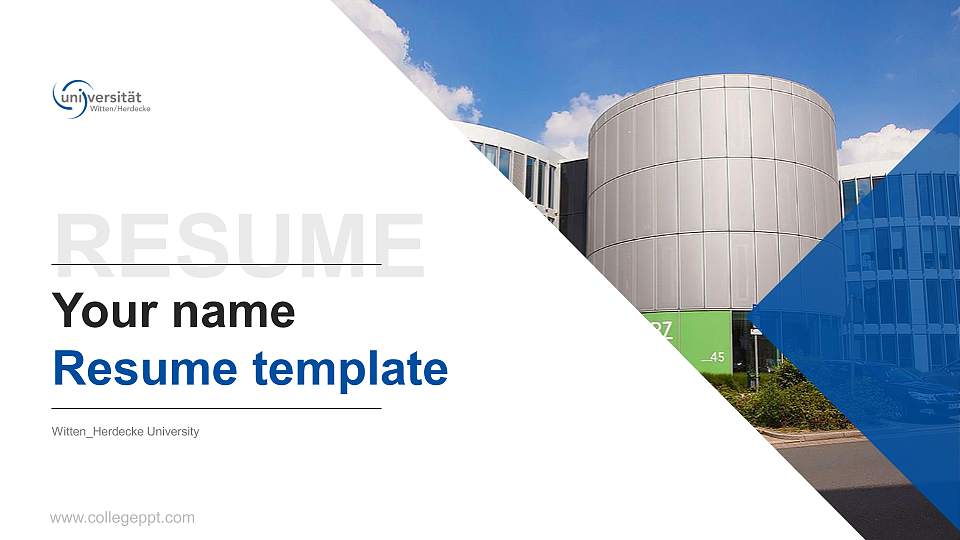 Witten_Herdecke University Resume PPT Template16:9 ratio PPT effect preview image