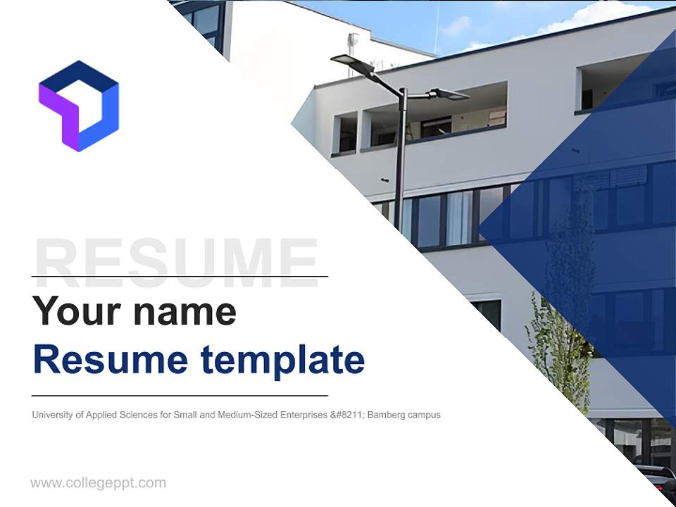 University of Applied Sciences for Small and Medium-Sized Enterprises – Bamberg campus Resume PPT Template4:3 ratio PPT effect preview image5