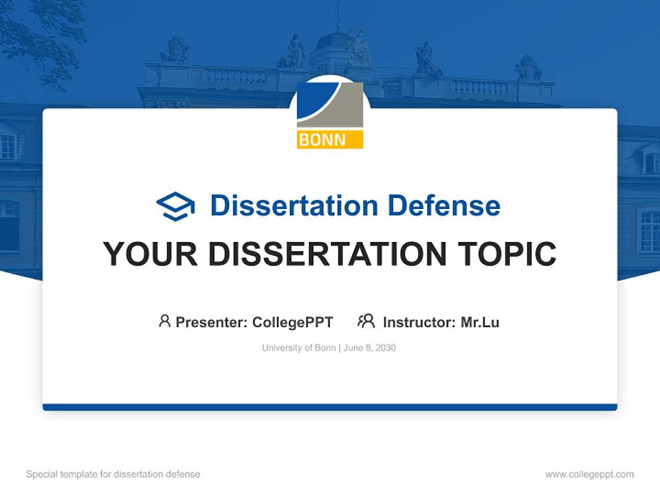 University of Bonn Graduation Thesis Defense PPT Template4:3 ratio PPT effect preview image7