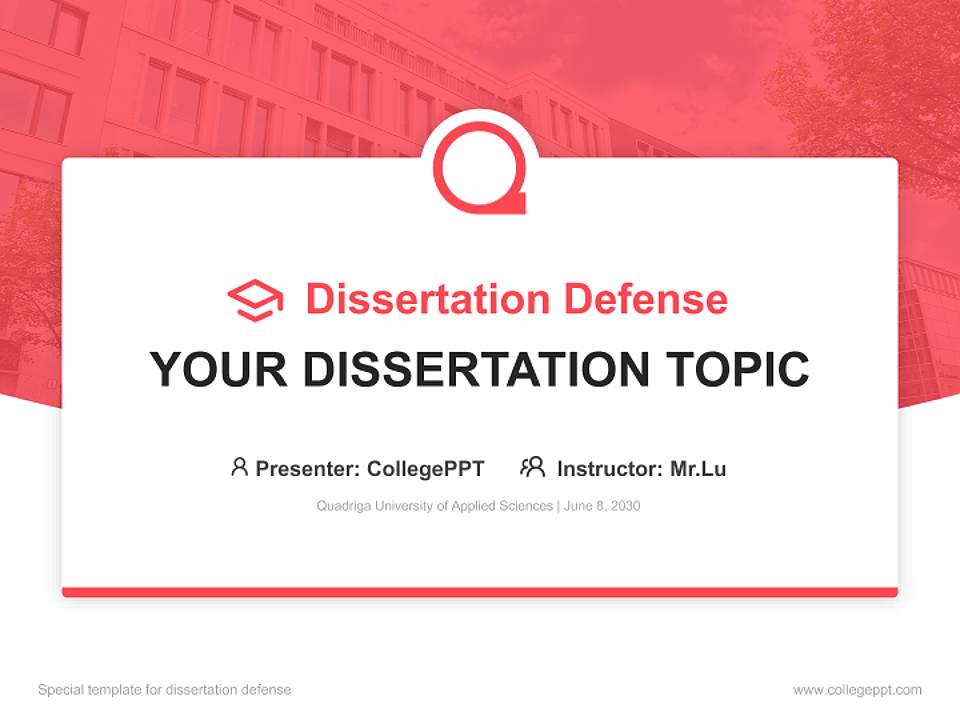 Quadriga University of Applied Sciences Graduation Thesis Defense PPT Template4:3 ratio PPT effect preview image7
