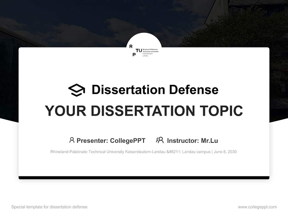 Rhineland-Palatinate Technical University Kaiserslautern-Landau – Landau campus Graduation Thesis Defense PPT Template4:3 ratio PPT effect preview image7
