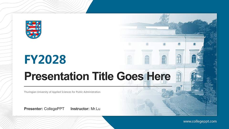 Thuringian University of Applied Sciences for Public Administration Academic Presentation/Research Findings Report PPT Template16:9 ratio PPT effect preview image