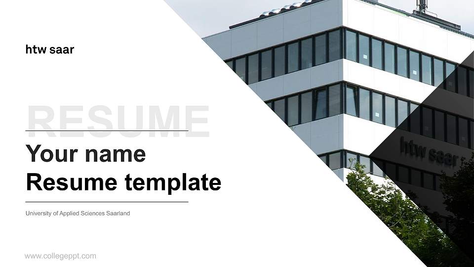 University of Applied Sciences Saarland Resume PPT Template16:9 ratio PPT effect preview image