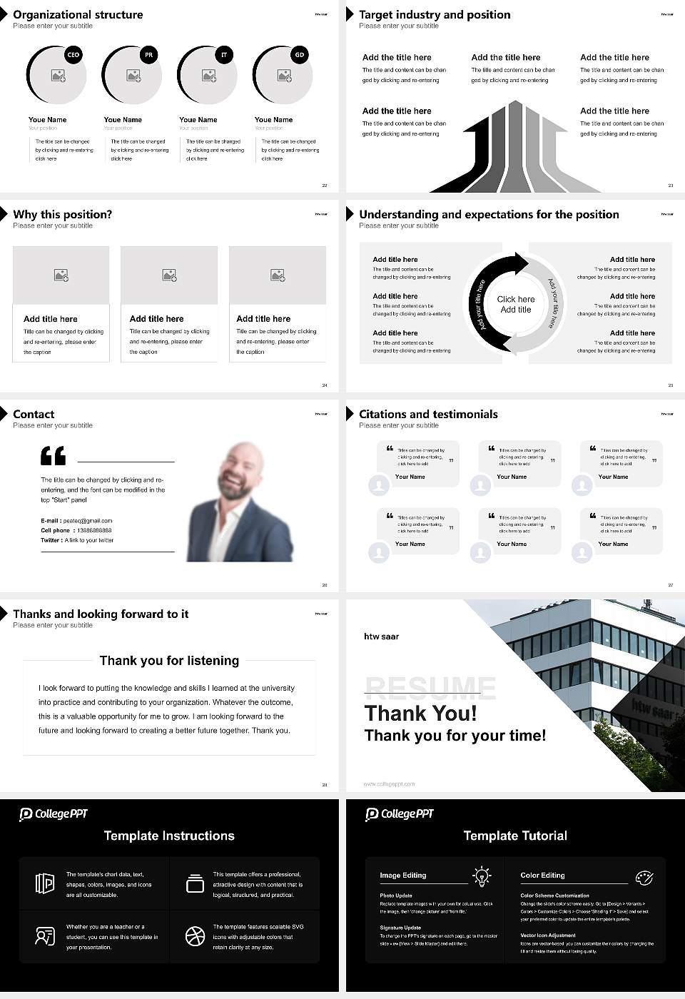 University of Applied Sciences Saarland Resume PPT Template16:9 ratio PPT effect preview image4