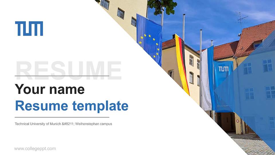 Technical University of Munich – Weihenstephan campus Resume PPT Template16:9 ratio PPT effect preview image