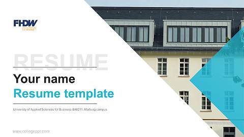 University of Applied Sciences for Business – Marburg campus Resume PPT Template