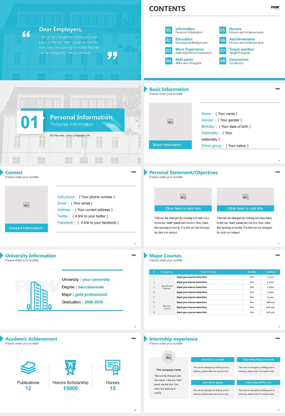 University of Applied Sciences for Business – Marburg campus Resume PPT Template16:9 ratio PPT effect preview image2