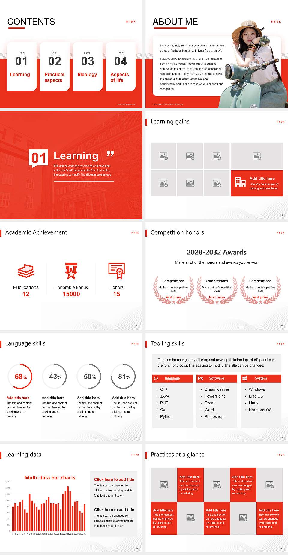 University of Fine Arts of Hamburg National Scholarship Defense PPT Template4:3 ratio PPT effect preview image2