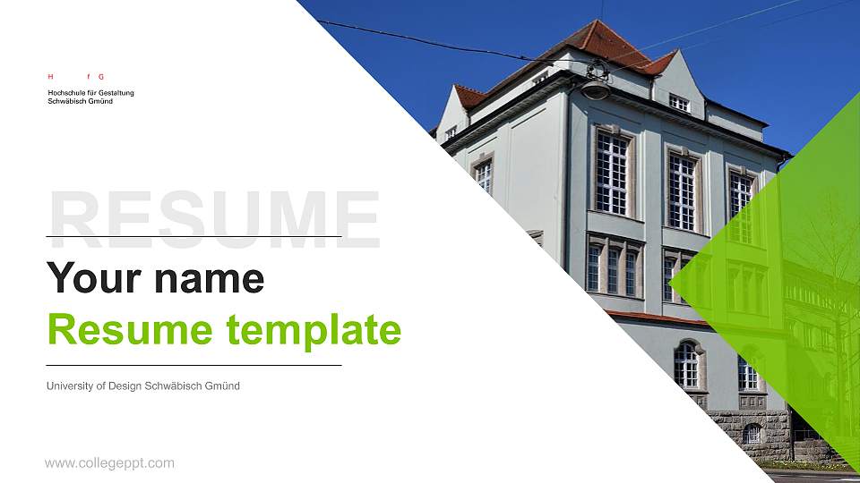 University of Design Schwäbisch Gmünd Resume PPT Template16:9 ratio PPT effect preview image