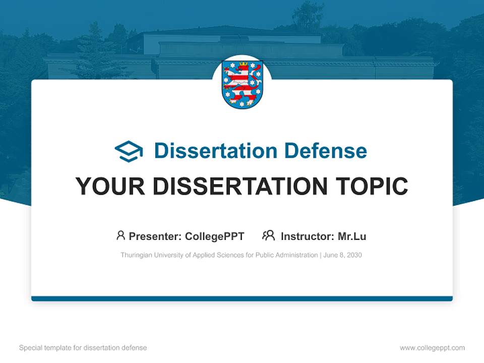Thuringian University of Applied Sciences for Public Administration Graduation Thesis Defense PPT Template4:3 ratio PPT effect preview image7