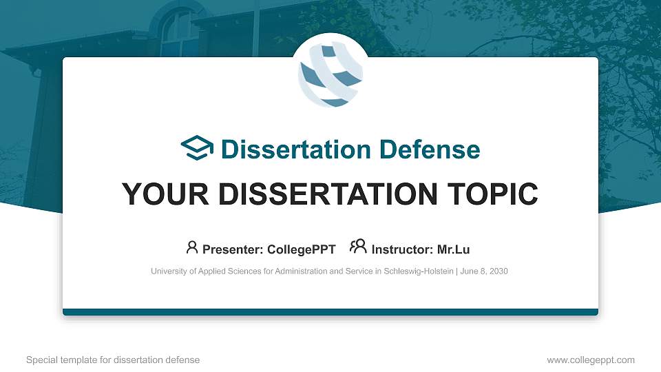 University of Applied Sciences for Administration and Service in Schleswig-Holstein Graduation Thesis Defense PPT Template16:9 ratio PPT effect preview image