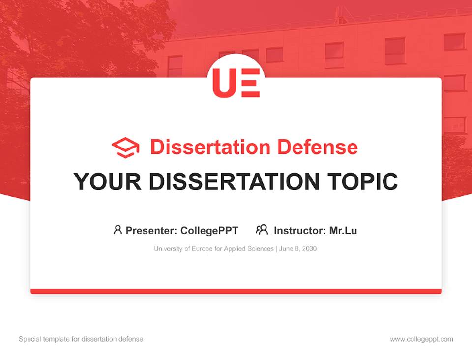 University of Europe for Applied Sciences Graduation Thesis Defense PPT Template4:3 ratio PPT effect preview image7