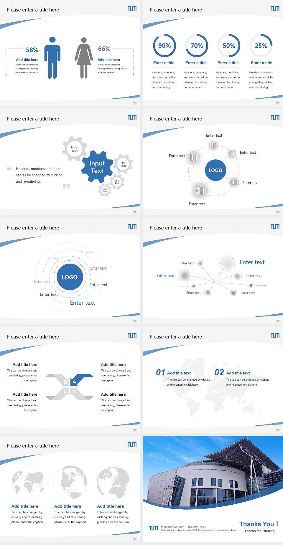 Technical University of Munich – Garching campus Course/Courseware Creation PPT Template4:3 ratio PPT effect preview image4