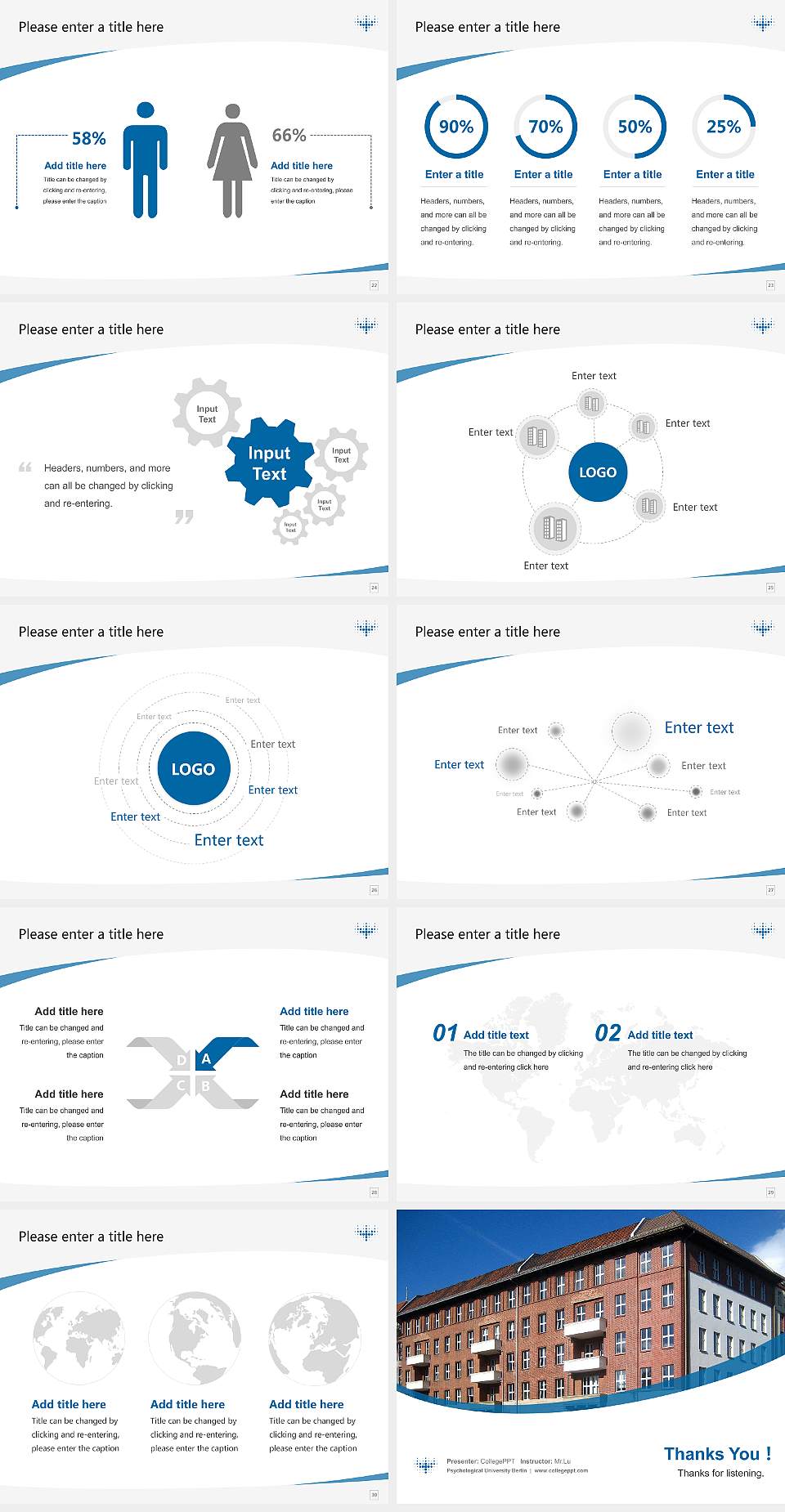 Psychological University Berlin Course/Courseware Creation PPT Template4:3 ratio PPT effect preview image4