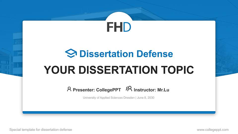 University of Applied Sciences Dresden Graduation Thesis Defense PPT Template16:9 ratio PPT effect preview image