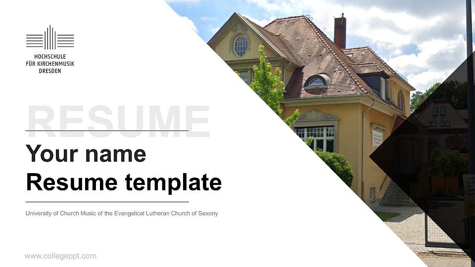 University of Church Music of the Evangelical Lutheran Church of Saxony Resume PPT Template16:9 ratio PPT effect preview image