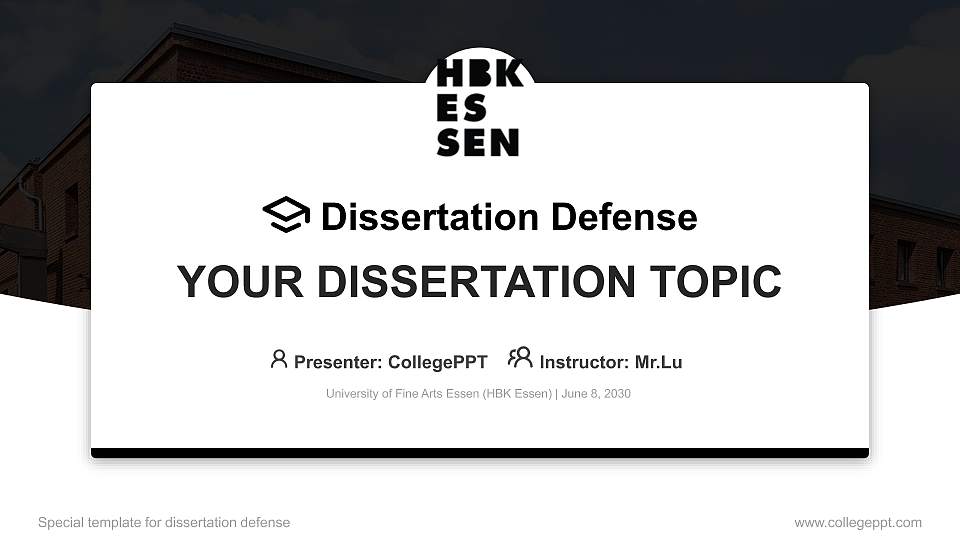 University of Fine Arts Essen (HBK Essen) Graduation Thesis Defense PPT Template16:9 ratio PPT effect preview image
