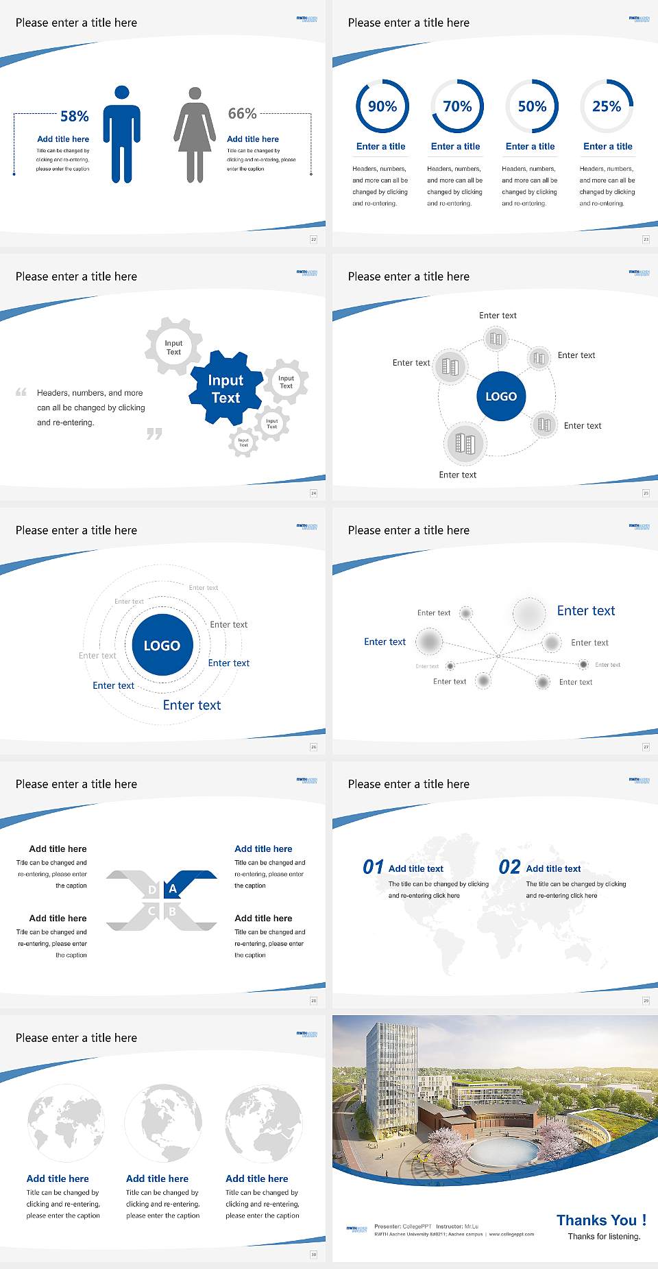 RWTH Aachen University – Aachen campus Course/Courseware Creation PPT Template4:3 ratio PPT effect preview image4