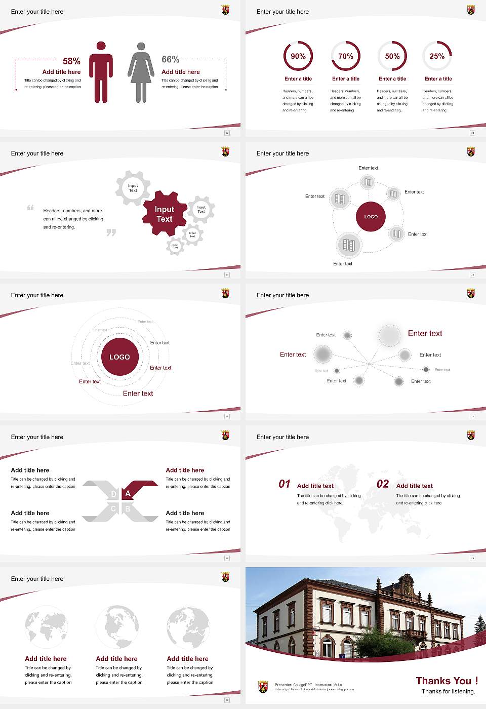 University of Finance Rhineland-Palatinate Course/Courseware Creation PPT Template16:9 ratio PPT effect preview image4