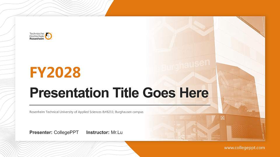Rosenheim Technical University of Applied Sciences – Burghausen campus Academic Presentation/Research Findings Report PPT Template16:9 ratio PPT effect preview image