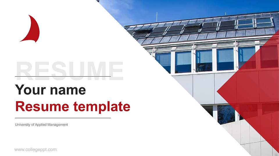 University of Applied Management Resume PPT Template16:9 ratio PPT effect preview image