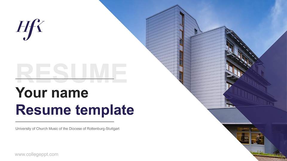 University of Church Music of the Diocese of Rottenburg-Stuttgart Resume PPT Template16:9 ratio PPT effect preview image