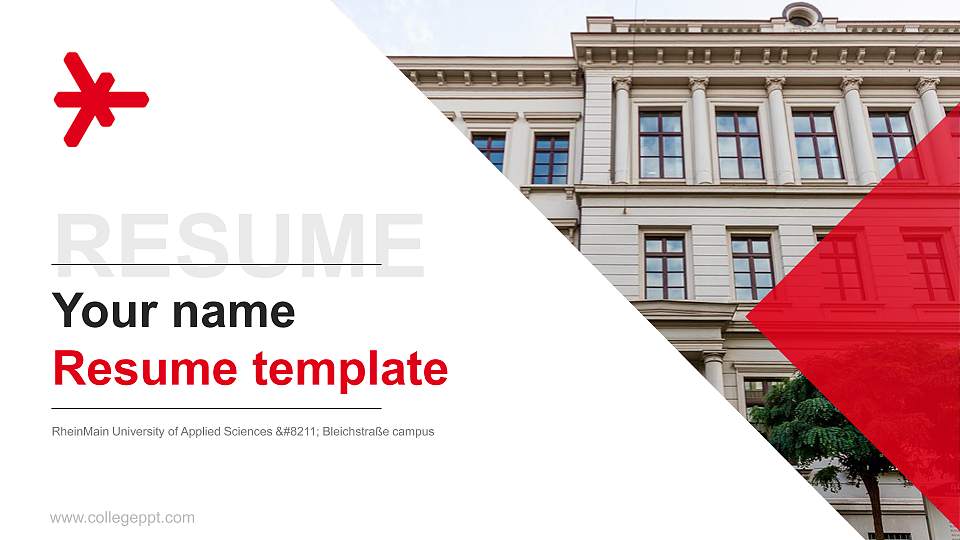 RheinMain University of Applied Sciences – Bleichstraße campus Resume PPT Template16:9 ratio PPT effect preview image