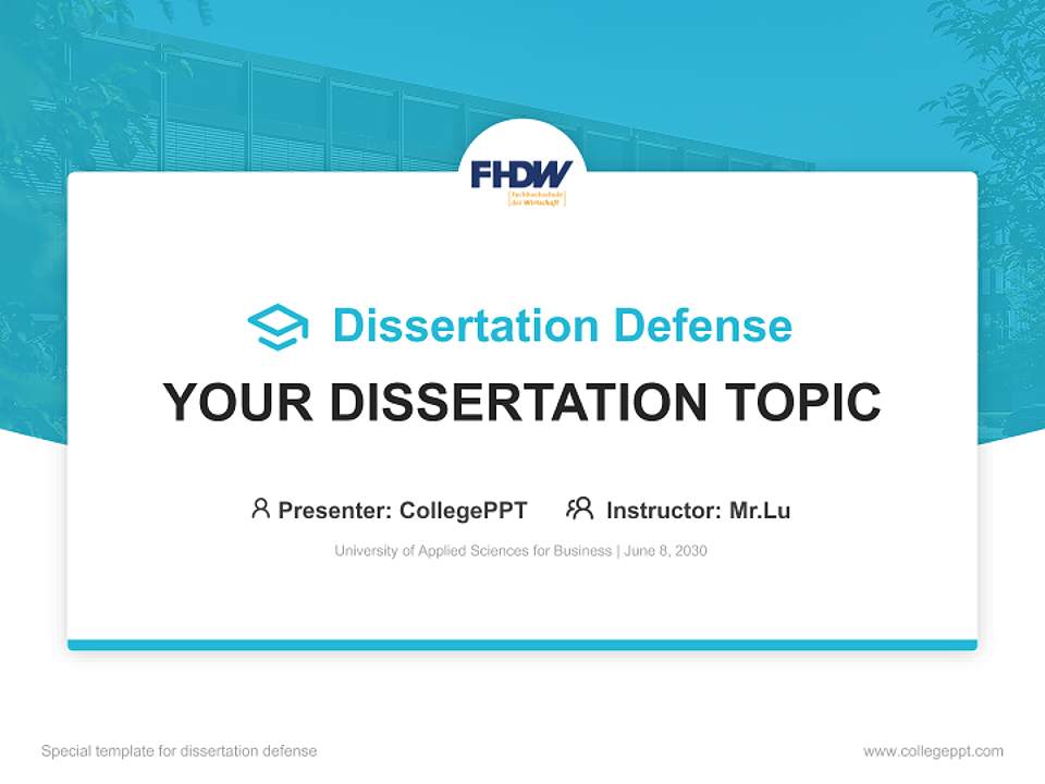 University of Applied Sciences for Business Graduation Thesis Defense PPT Template4:3 ratio PPT effect preview image7