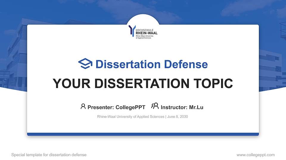 Rhine-Waal University of Applied Sciences Graduation Thesis Defense PPT Template16:9 ratio PPT effect preview image