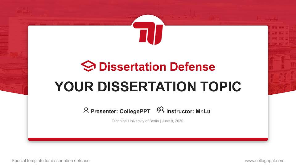 Technical University of Berlin Graduation Thesis Defense PPT Template16:9 ratio PPT effect preview image