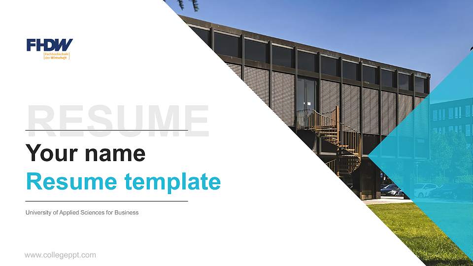 University of Applied Sciences for Business Resume PPT Template16:9 ratio PPT effect preview image