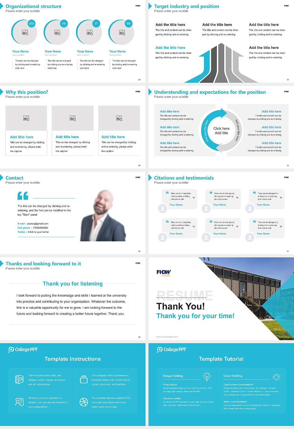 University of Applied Sciences for Business Resume PPT Template16:9 ratio PPT effect preview image4