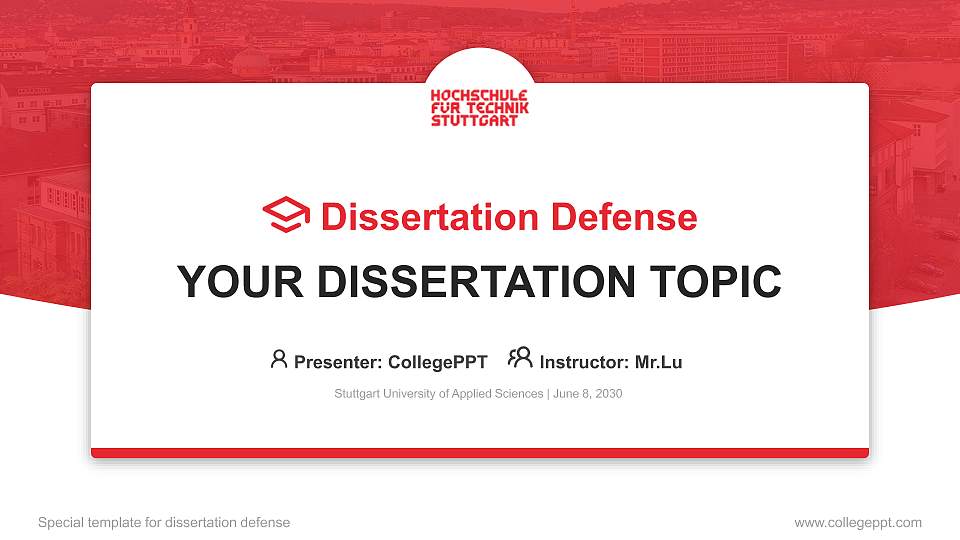 Stuttgart University of Applied Sciences Graduation Thesis Defense PPT Template16:9 ratio PPT effect preview image