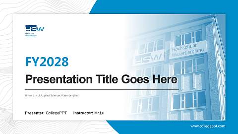 University of Applied Sciences Weserbergland Academic Presentation/Research Findings Report PPT Template