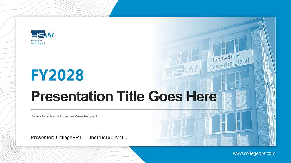 University of Applied Sciences Weserbergland Academic Presentation/Research Findings Report PPT Template16:9 ratio PPT effect preview image