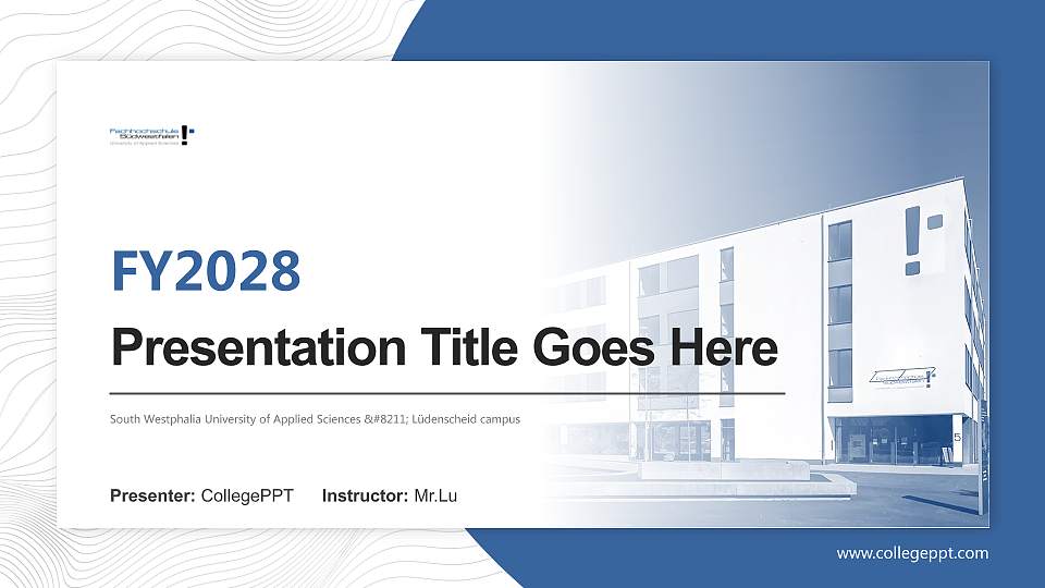 South Westphalia University of Applied Sciences – Lüdenscheid campus Academic Presentation/Research Findings Report PPT Template16:9 ratio PPT effect preview image