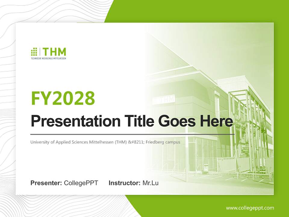University of Applied Sciences Mittelhessen (THM) – Friedberg campus Academic Presentation/Research Findings Report PPT Template4:3 ratio PPT effect preview image5