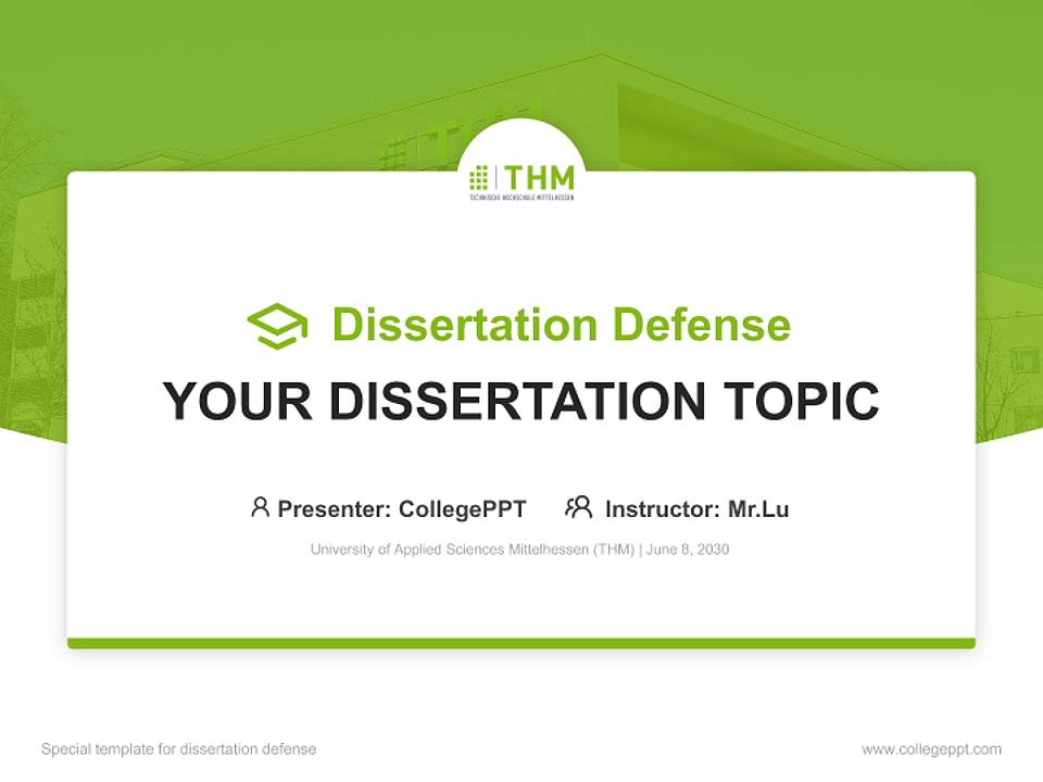 University of Applied Sciences Mittelhessen (THM) Graduation Thesis Defense PPT Template4:3 ratio PPT effect preview image7