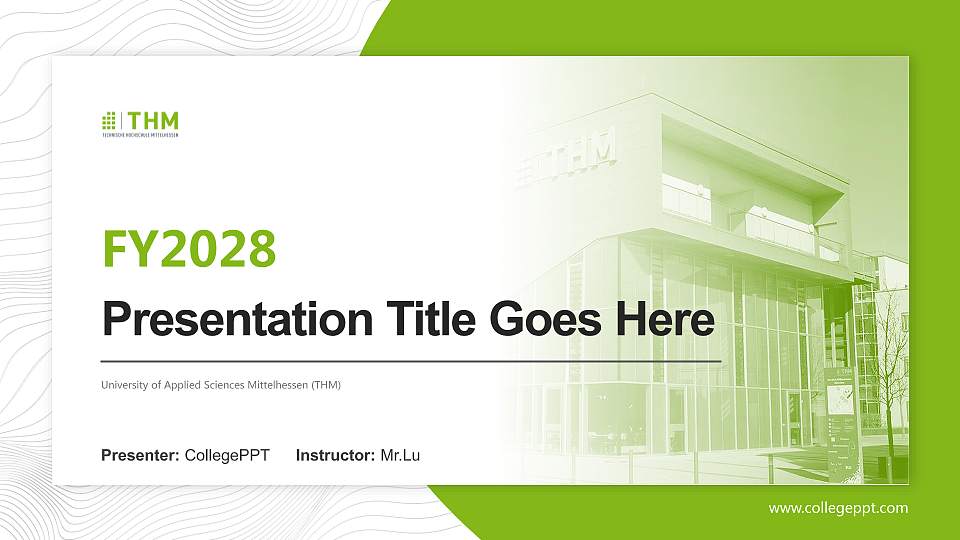 University of Applied Sciences Mittelhessen (THM) Academic Presentation/Research Findings Report PPT Template16:9 ratio PPT effect preview image