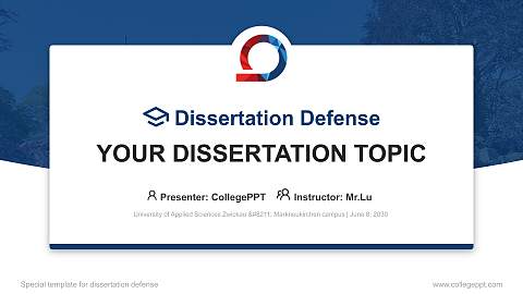 University of Applied Sciences Zwickau – Markneukirchen campus Graduation Thesis Defense PPT Template