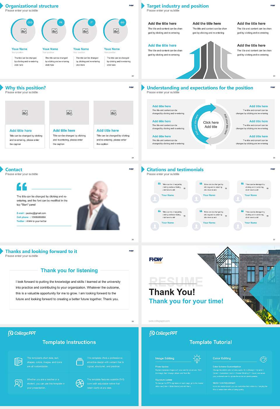 University of Applied Sciences for Business – Bergisch Gladbach campus Resume PPT Template16:9 ratio PPT effect preview image4