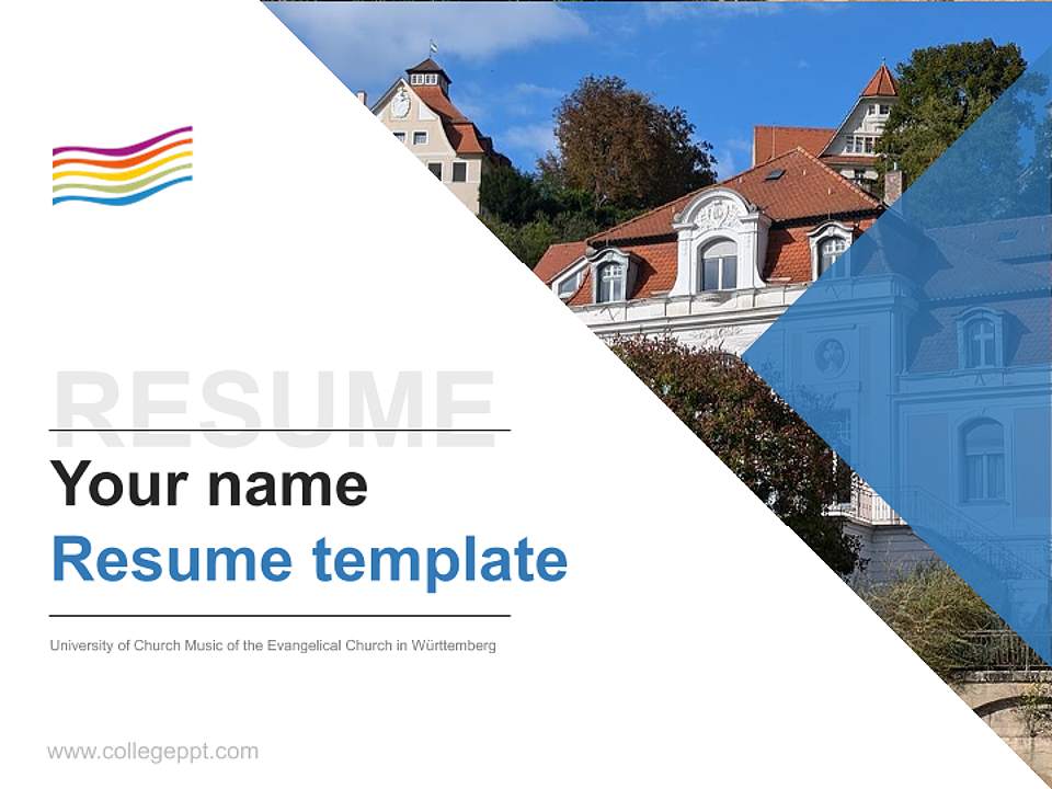 University of Church Music of the Evangelical Church in Württemberg Resume PPT Template4:3 ratio PPT effect preview image5