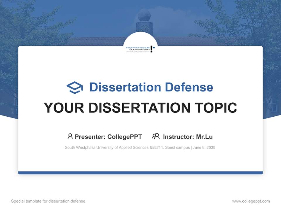 South Westphalia University of Applied Sciences – Soest campus Graduation Thesis Defense PPT Template4:3 ratio PPT effect preview image7