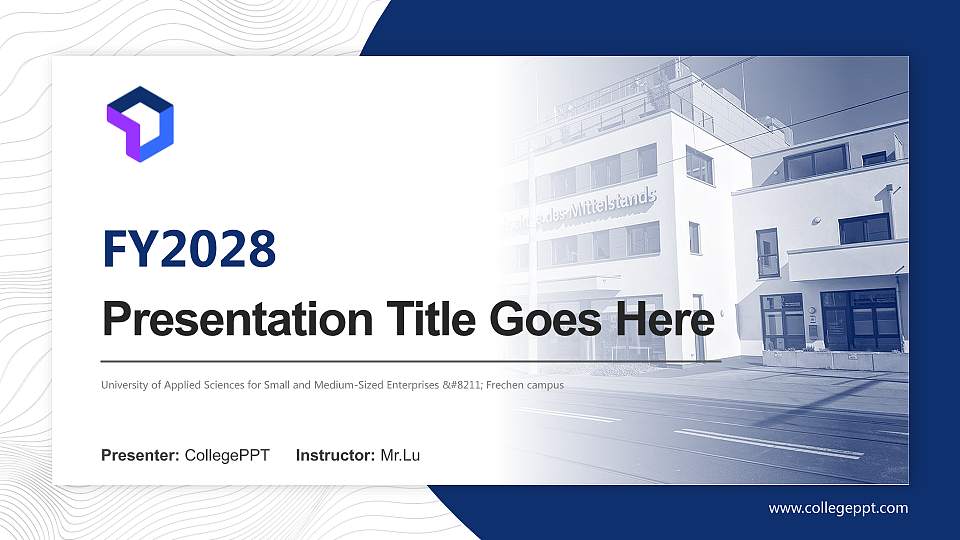 University of Applied Sciences for Small and Medium-Sized Enterprises – Frechen campus Academic Presentation/Research Findings Report PPT Template16:9 ratio PPT effect preview image