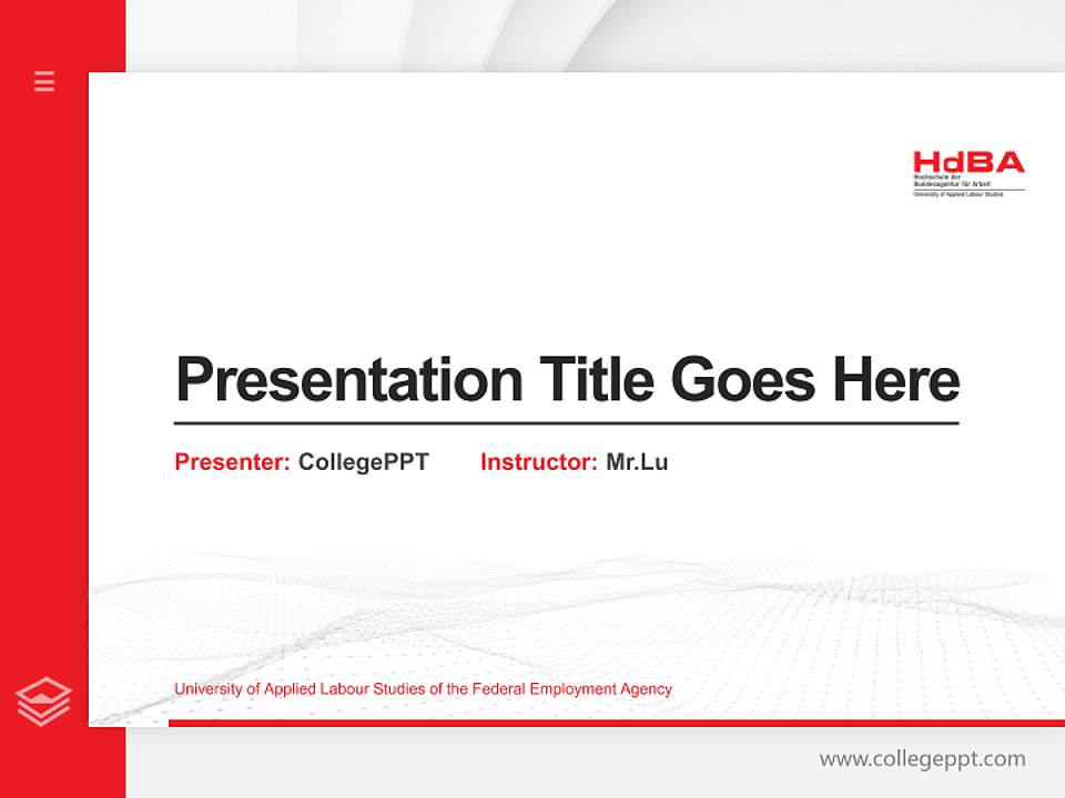 University of Applied Labour Studies of the Federal Employment Agency Thesis Proposal/Graduation Defense PPT Template4:3 ratio PPT effect preview image5