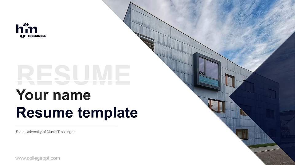 State University of Music Trossingen Resume PPT Template16:9 ratio PPT effect preview image